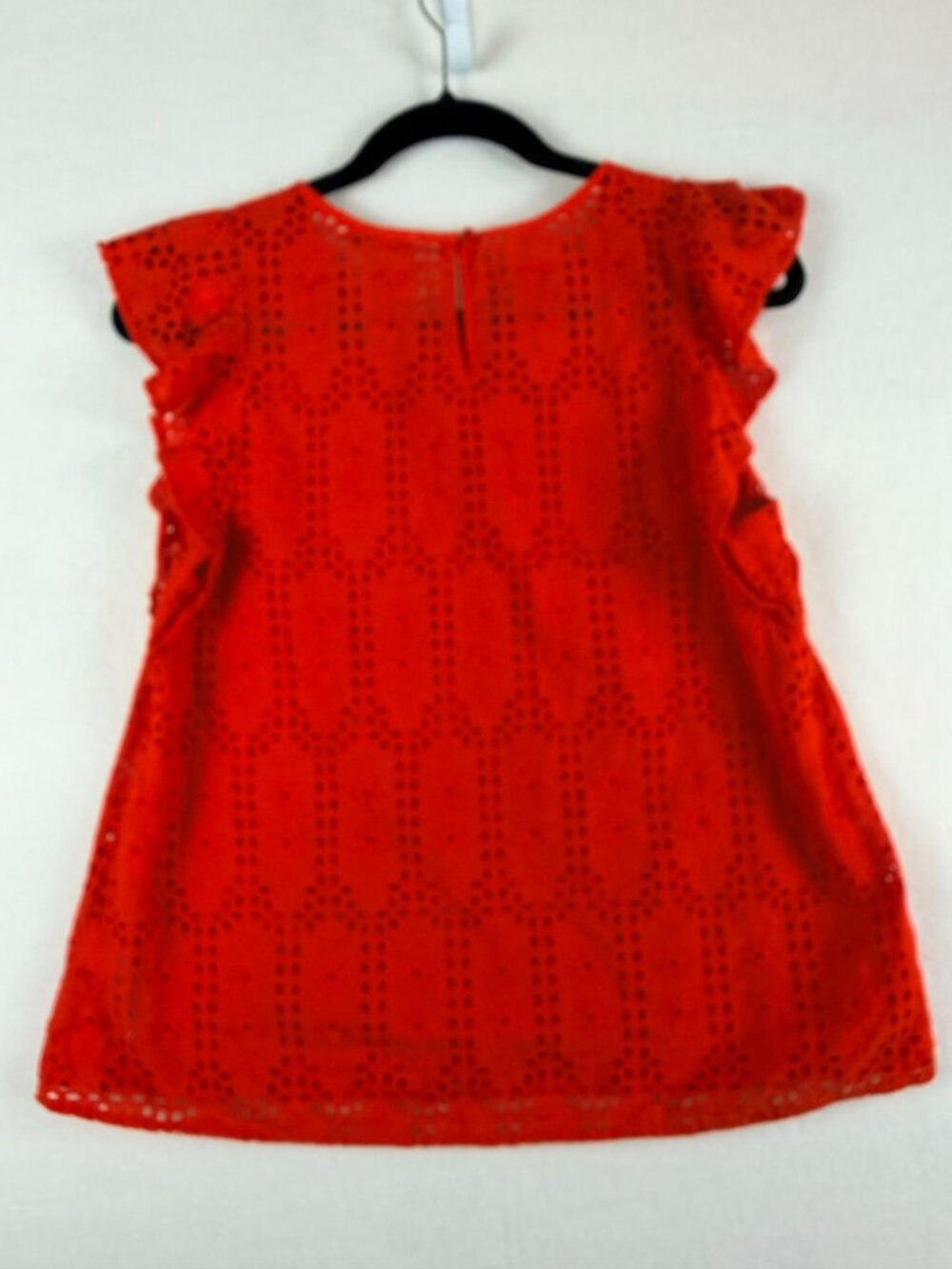 Madewell Women’s Red Eyelet Embroidered Flutter Sleeve Blouse Size Small - Picture 8 of 13